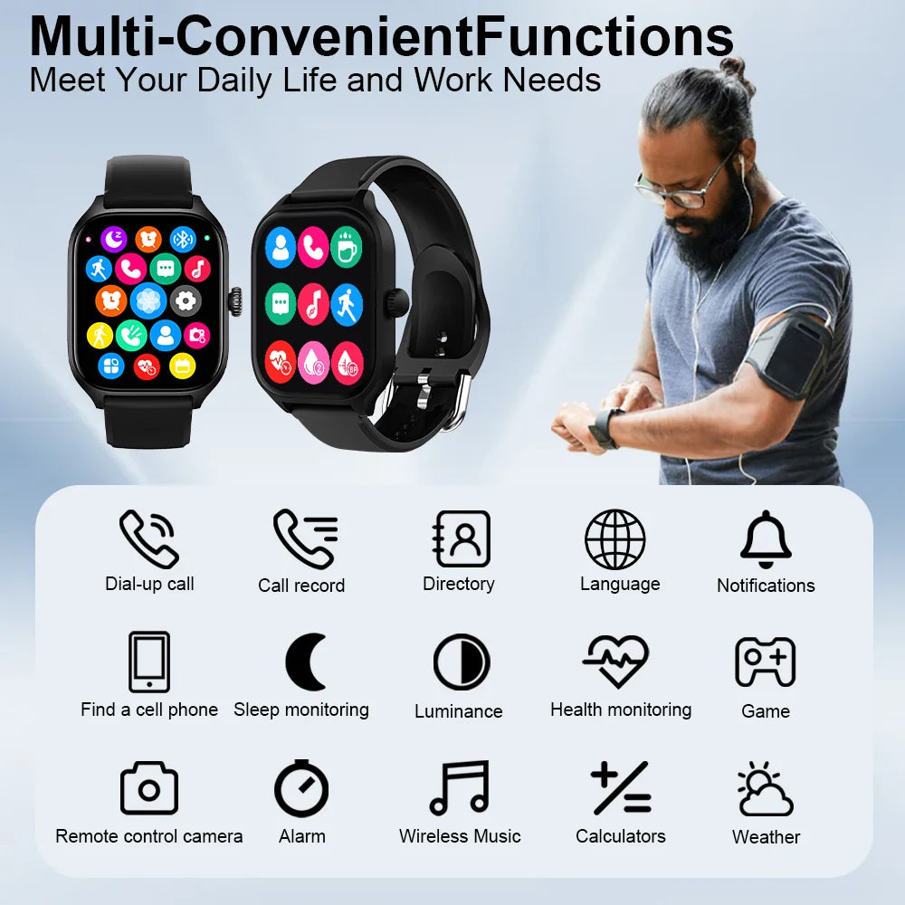 Smartwatch for Men and Women with Fitness Tracking, Call Answering, and Music Control – Compatible with iOS and Android 4