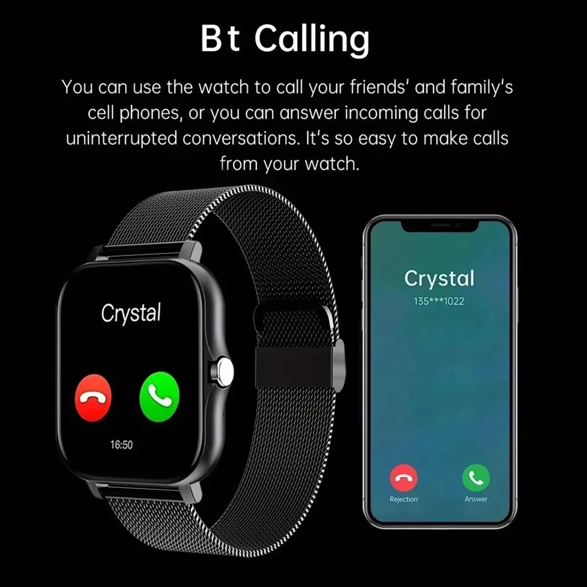 Waterproof Smartwatch with Full Touchscreen, Heart Rate Monitor, and Bluetooth – Fitness Tracker for iOS and Android 1